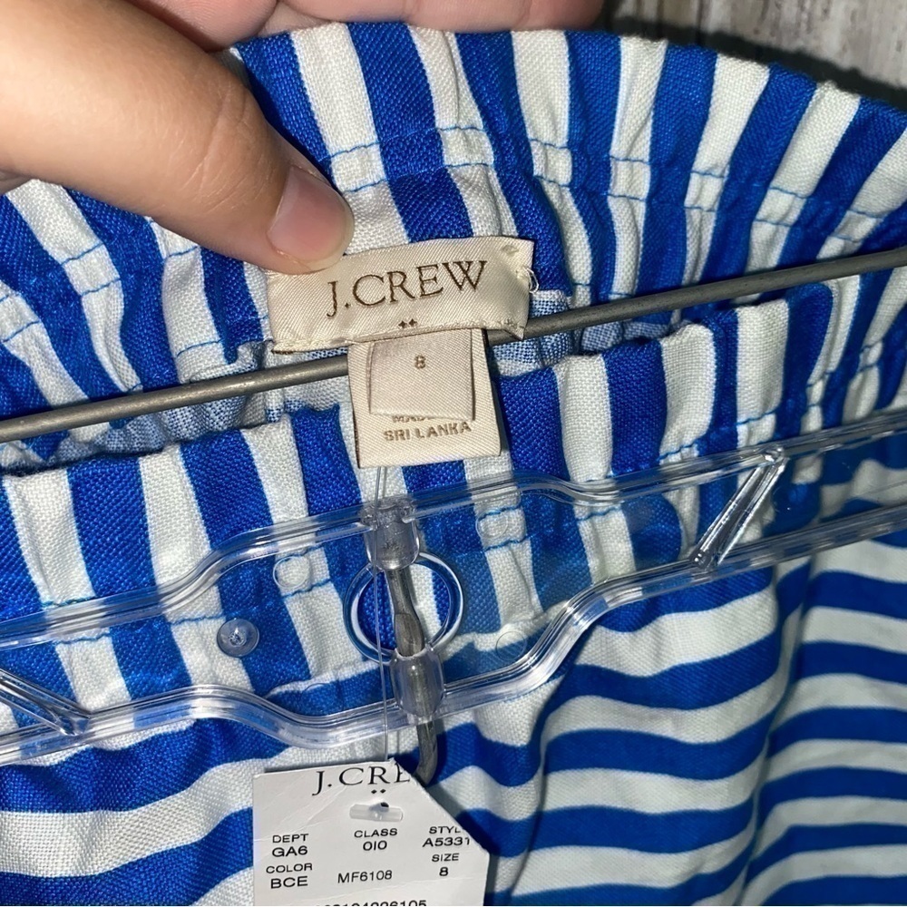 NWT J.Crew Blue White Striped Pull On Shorts Elastic Waist Size 8 - Picture 4 of 6